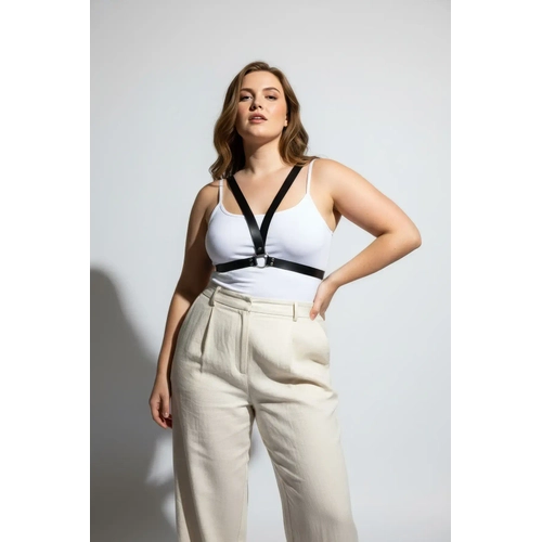 B�y�k Beden Siyah Kad�n Kemer Deri Harness Stil Kombin Tamamlay�c� - APFT633