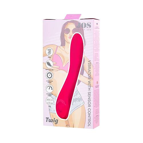 JOS Twig Vibratr, 5 titreim modu, silikon, pembe, 20,5 cm,  3,4 cm