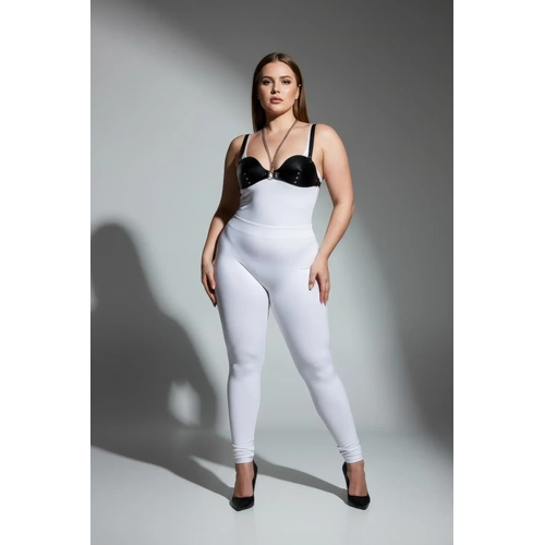 B�y�k Beden Siyah Kad�n Harness Tak�m Zincir Detayl� Deri V�cut Aksesuar� - APFT1380