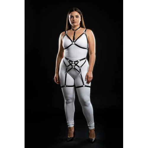 B�y�k Beden Siyah Kad�n Harness Tak�m Full Body Halka Detayl� V�cut Aksesuar� - APFT507