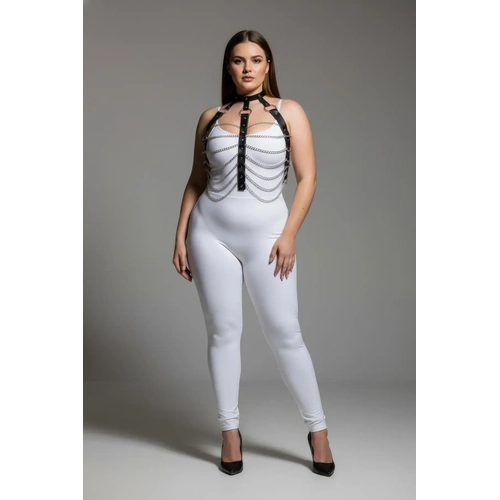 B�y�k Beden Siyah Kad�n Zincir Detayl� Deri Harness Tak�m Fantezi Aksesuar - APFT304