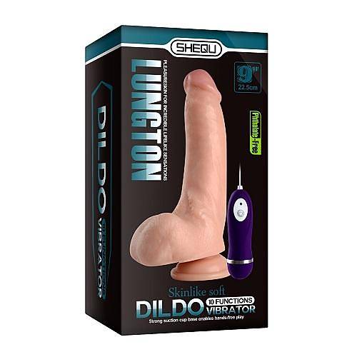 Lungton 22 CM Testisli Gereki 10 Titreimli Vibratr Dildo