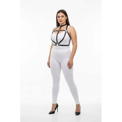 B�y�k Beden Siyah Kad�n Harness Tak�m Seksi Deri Halka Detayl� - APFT434