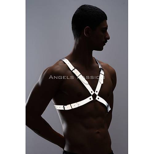 Reflektörlü (Karanlıkta Yansıyan) Erkek Göğüs Harness, Erkek Parti Giyim - APFTM43