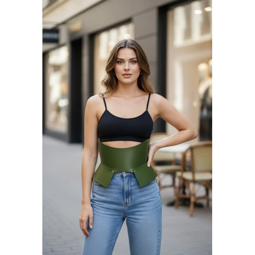 Haki Kad�n Kemer Kal�n Korse Bel Aksesuar� - APFT611