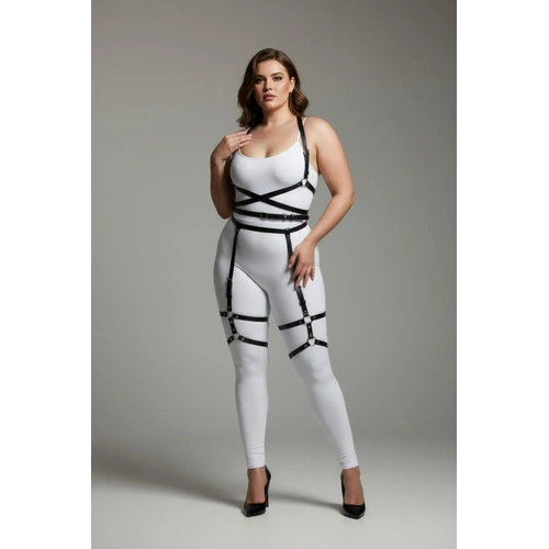 B�y�k Beden Siyah Kad�n Deri Jartiyer Harness V�cudu Saran ��k Kombin Aksesuar� - APFT274