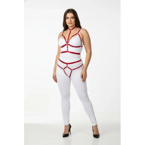 B�y�k Beden K�rm�z� Kad�n Harness Tak�m Parlak Lastik Harness - APFT362