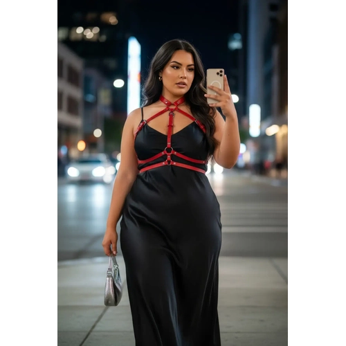 B�y�k Beden K�rm�z� Kad�n Kemer Deri Harness V�cut Aksesuar� - APFT119