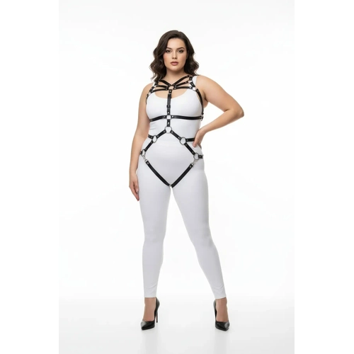 B�y�k Beden Siyah Kad�n Harness Tak�m Halka Detayl� Fantezi - APFT453