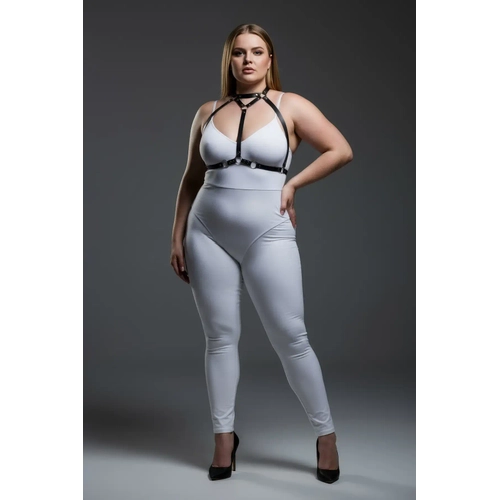 B�y�k Beden Siyah Kad�n Deri Harness Tak�m Halka Detayl� Kombin Aksesuar� - APFT245