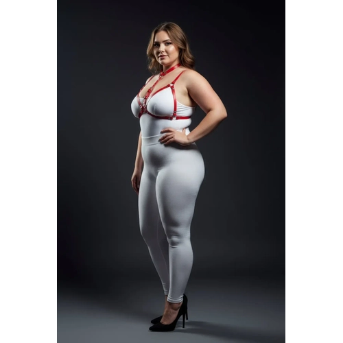 B�y�k Beden K�rm�z� Kad�n Deri Harness Tak�m Seksi V�cut Aksesuar� - APFT197