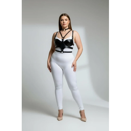 B�y�k Beden Siyah Kad�n Deri G���s Harness Tak�m Choker Detayl� Fantezi Aksesuar - APFT1296