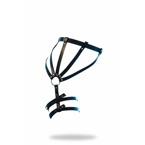 Siyah Jartiyer Harness Deri Metal Halka Detayl� V�cut Aksesuar� - APFT595