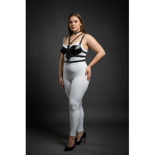 B�y�k Beden Siyah Kad�n Deri G���s Harness Tak�m Choker Detayl� Fantezi Aksesuar - APFT1296