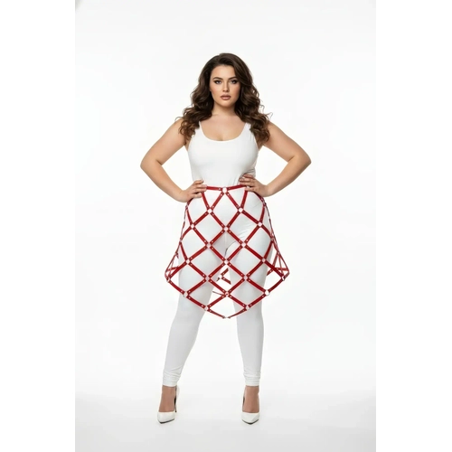 B�y�k Beden K�rm�z� Deri Etek Harness Kafes �rg� Tasar�ml� V�cut Aksesuar� - APFT982