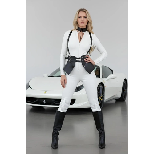 Siyah Kad�n Kemer Suni Deri �ok Tokal� Korse Detayl� - APFT622