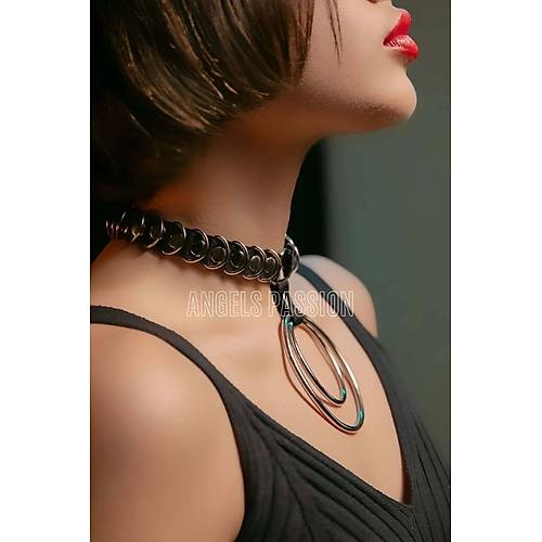 k Elastik Choker - Halka Detayl Lastik Kolye - k Lastik Choker Harness - APFT576