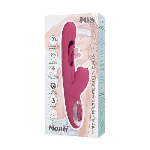 JOS Monti Hareketli Dil ve Uyarc Bilye zellikli Silikon Vibratr  Pembe, 24 cm