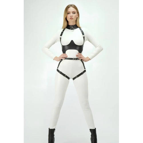 Siyah G���s Harness Deri Tokal� V�cut Korse - APFT1402