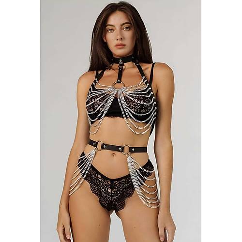 Zincirli Gs Ve Bel Detayl Boyun Ve Arkadan Balamal Harness - APFT701