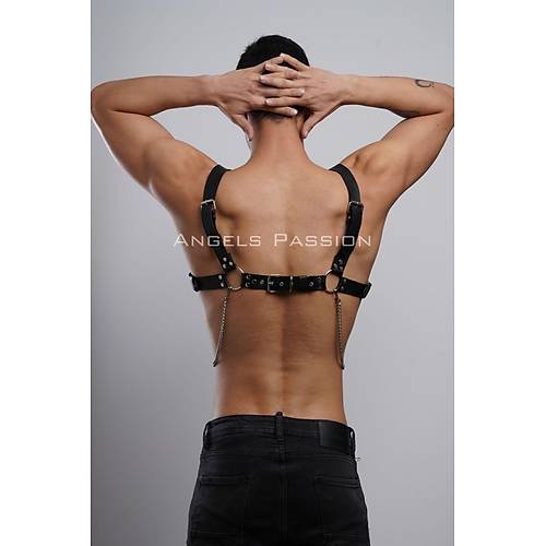 Erkek Gmlek Kemeri, Zincirli Gs Harness, Partywear, Clubwear - APFTM109