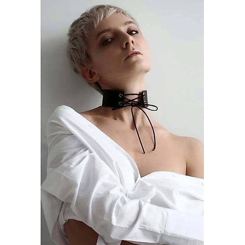 �pli Ba�lamal� Deri Choker Tasma - APFT900