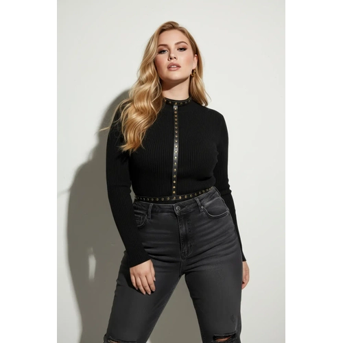 B�y�k Beden Siyah Kad�n Kemer Z�mbal� Deri Harness V�cut Aksesuar� - APFT343