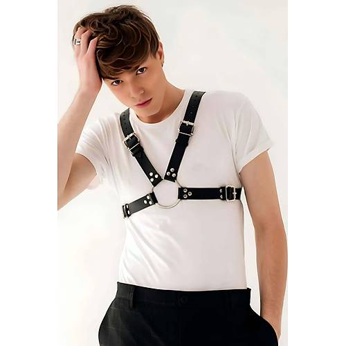 k Zincir Detayl Deri Erkek Gs Harness - APFTM95