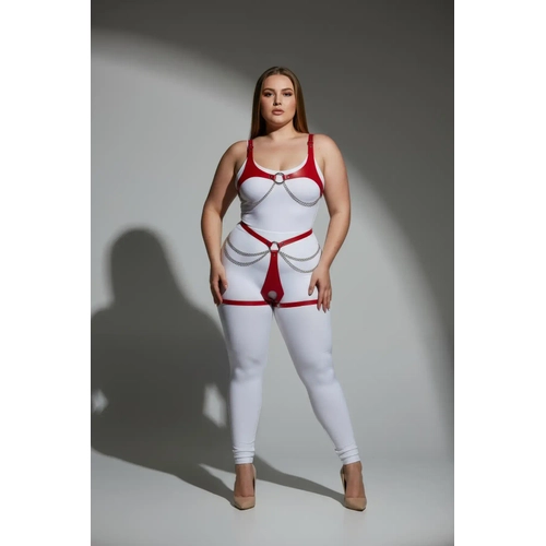 B�y�k Beden K�rm�z� Kad�n Deri Harness Tak�m Zincir Detayl� V�cut Aksesuar� - APFT1384