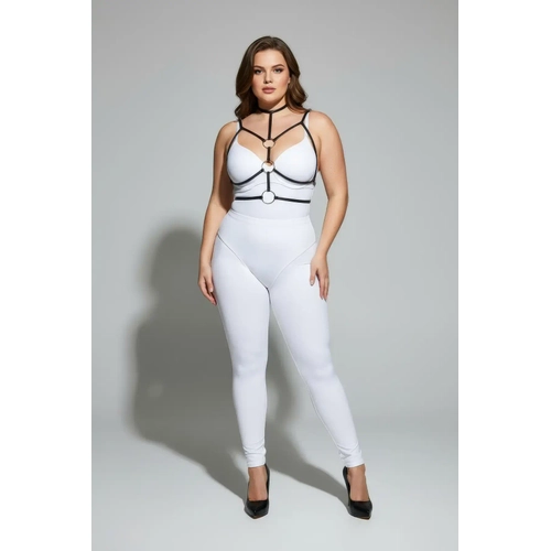 B�y�k Beden Siyah Kad�n Harness Halka ve Boyunluk Detayl� Lastik Aksesuar - APFT184