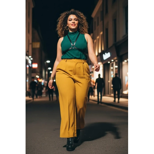 B�y�k Beden Siyah Kad�n Kemer Deri Harness Minimal Halka Detayl� Kombin Aksesuar� - APFT131