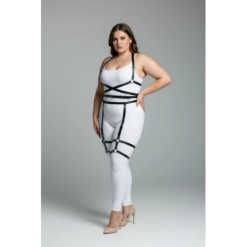 B�y�k Beden Siyah Kad�n Deri Jartiyer Harness V�cudu Saran ��k Kombin Aksesuar� - APFT274