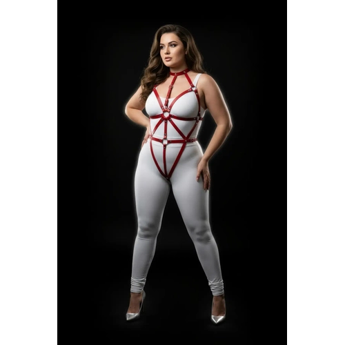 B�y�k Beden K�rm�z� Kad�n Deri Harness Tak�m Fantazi V�cut Aksesuar� - APFT243