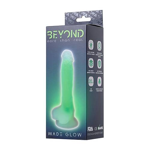 Beyond by RED  Wade Glow Gece Parlayan Dildo, Silikon, effaf, 20 cm