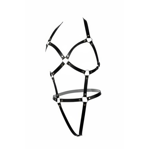 Siyah Body Harness Suni Deri �apraz Detayl� V�cut Aksesuar� - APFT759