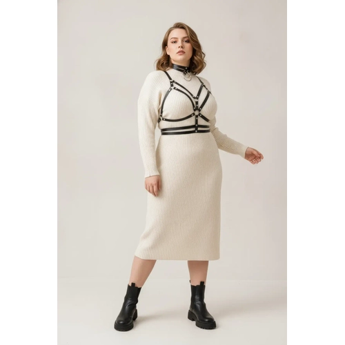 B�y�k Beden Siyah Kad�n Kemer Halka Detayl� Deri Harness - APFT296