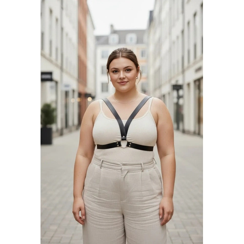 B�y�k Beden Siyah Kad�n Kemer Deri Harness Stil Kombin Tamamlay�c� - APFT633