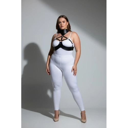 B�y�k Beden Siyah Kad�n Deri Harness Tak�m Y�ksek Yaka Halka Detayl� - APFT1237