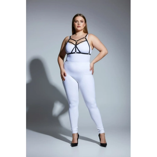 B�y�k Beden Siyah Kad�n Deri Harness Tak�m Fantezi Giyim Halka Detayl� - APFT265