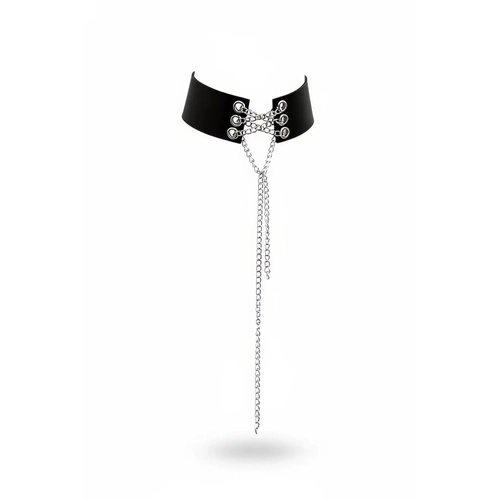 Siyah Choker Zincir Detayl� Kal�n Deri Gerdanl�k - APFT428