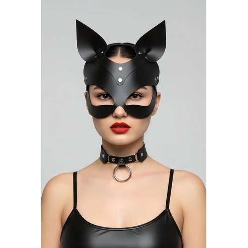 Siyah Maske Deri Kedi Kulakl� Kost�m - APFT789