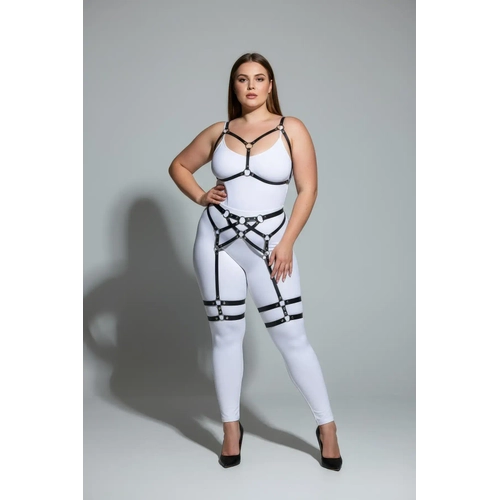 B�y�k Beden Siyah Kad�n Jartiyer Harness Full Body Deri Tak�m - APFT289