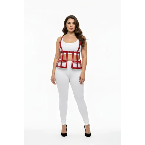 B�y�k Beden K�rm�z� Deri Etek Harness Detayl� Fantazi V�cut Aksesuar� - APFT983