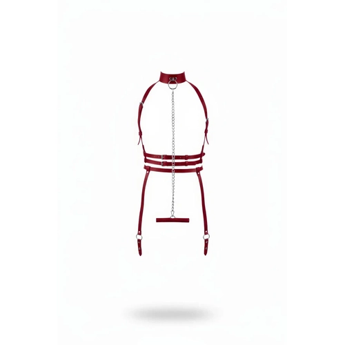 Bordo Harness Tak�m Zincir Detayl� Boyunluklu V�cut Aksesuar� - APFT233