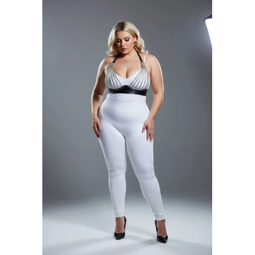 B�y�k Beden Siyah Kad�n Harness Tak�m Zincir Detayl� Deri Fantezi Aksesuar - APFT964