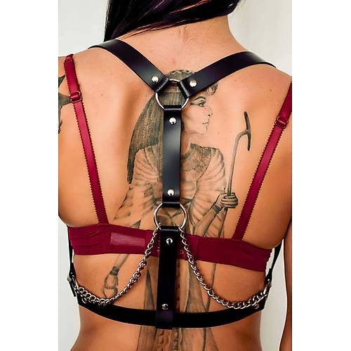 Srt Zincir Detayl k Deri Harness - APFT215