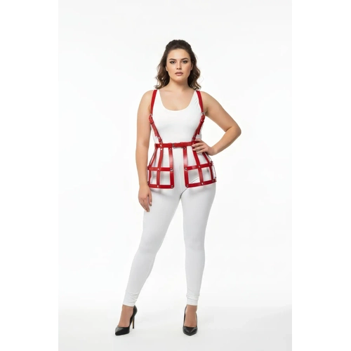 B�y�k Beden K�rm�z� Deri Etek Harness Detayl� Fantazi V�cut Aksesuar� - APFT983