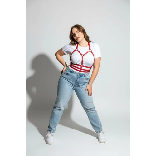 B�y�k Beden K�rm�z� Kad�n Kemer Deri Harness Korse Tarz� V�cut Aksesuar� - APFT760