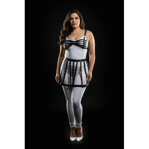 B�y�k Beden Siyah Deri Kemer Detayl� Harness Etek Aksesuar� - APFT899