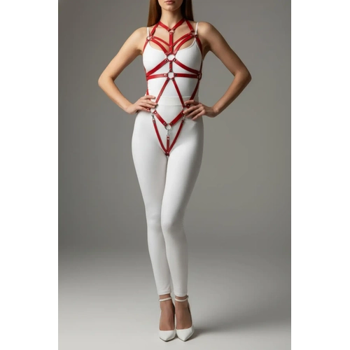 K�rm�z� Body Harness Deri Metal Halka Detayl� - APFT316